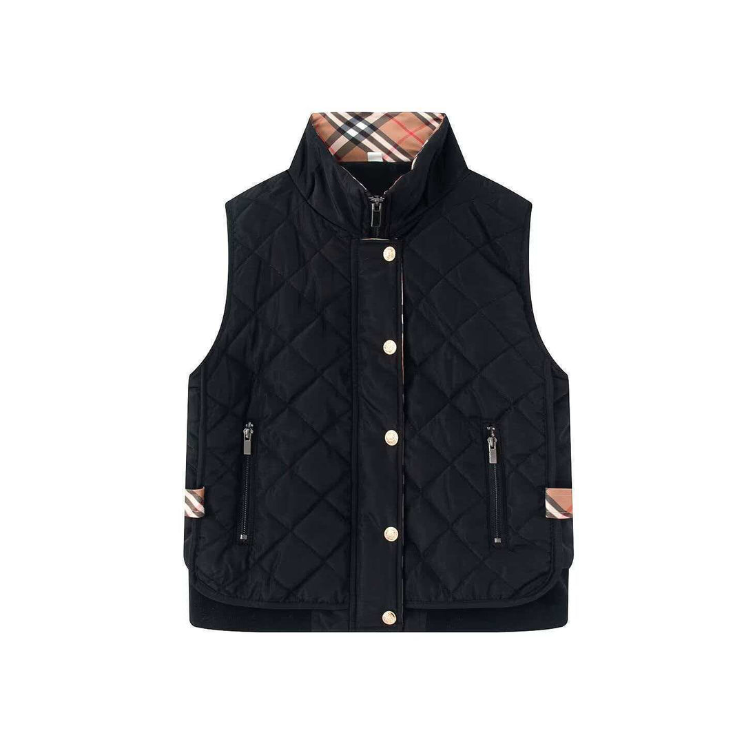 Damen Gestepptes ärmelloses Bodywarmer mit Stehkragen, Reißverschluss, Druckknopfleiste und geripptem Saum Drune