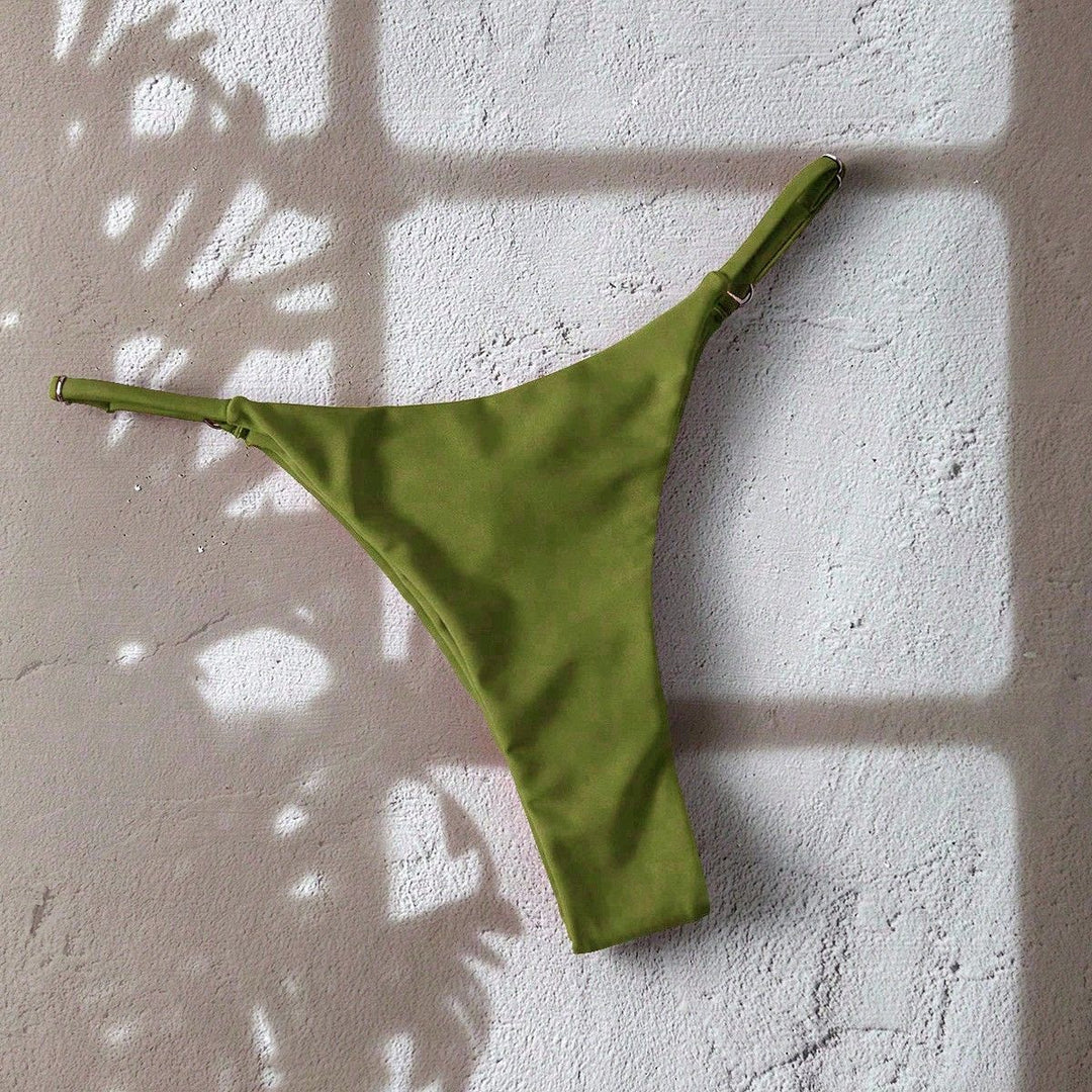 Damen Bikiniunterteil mit modischem Hoher Schnitt und verstellbaren Trägern Drune