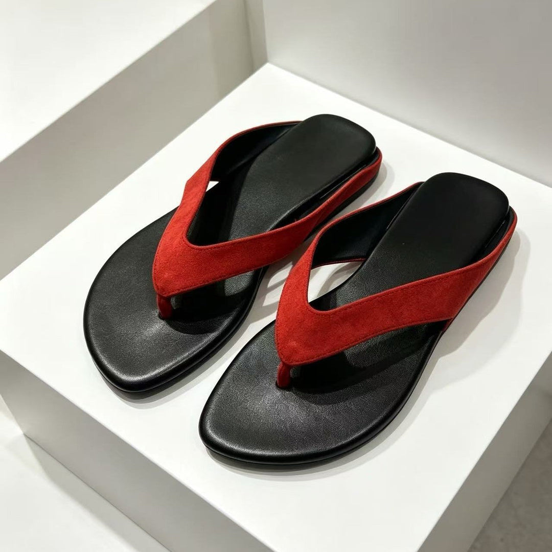 Damen Zehentrenner-Sandalen mit rutschfester Sohle und bequemem Fußbett Drune