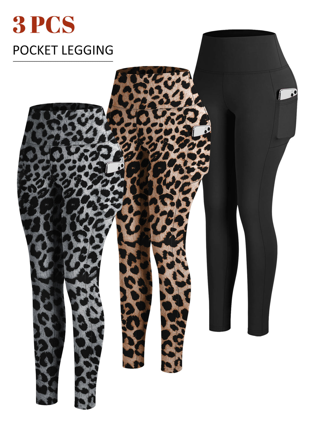 Damen Knöchelhohe Sportleggings mit hohem Bund und seitlicher Smartphone-Tasche Drune