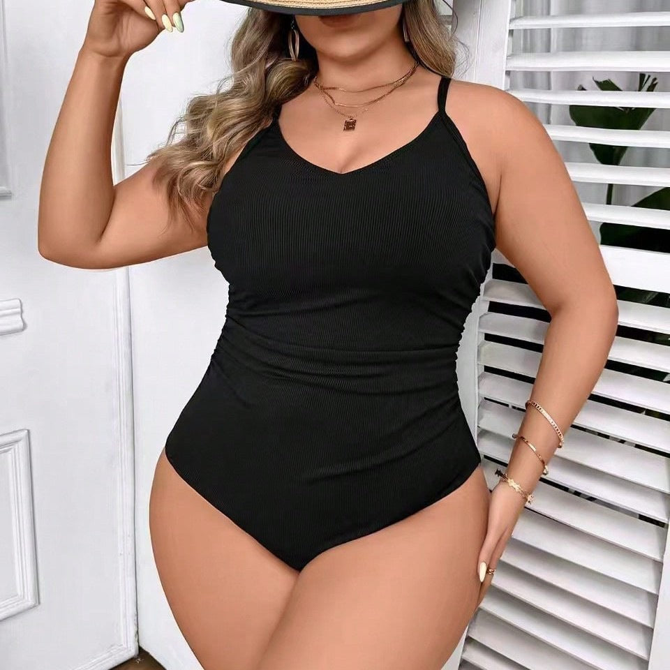 Damen Eleganter Badeanzug mit modischem Raffungseffekt Drune