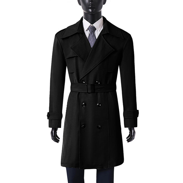 Damen Doppelreihiger Trenchcoat mit weitem Schalkragen und Epauletten Drune