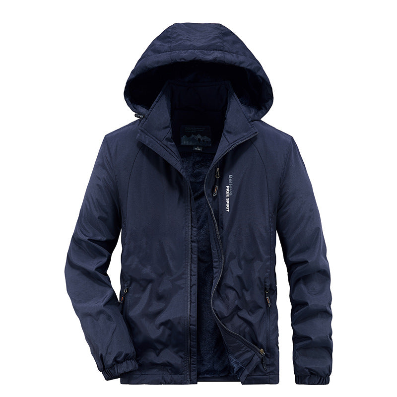 Herren Isolierte Outdoor-Übergangsjacke mit wärmendem Teddyfutter und Kapuze Drune