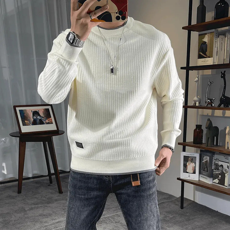 Herren Feinstrick-Ripppullover mit Rundhalsausschnitt und legerer Oversize-Passform Drune