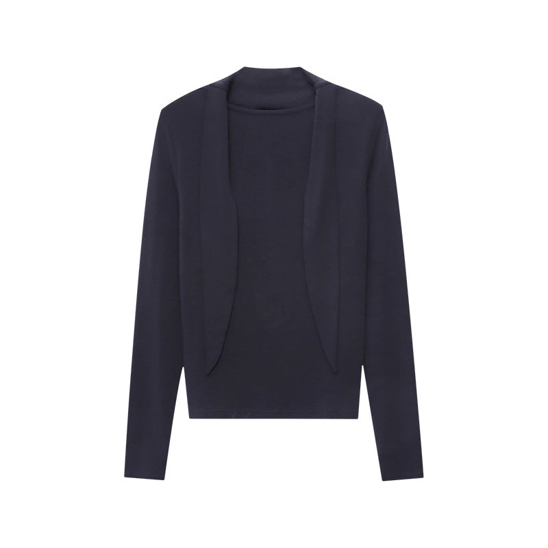 Damen elegantes Longsleeve mit Wickelkragen Drune