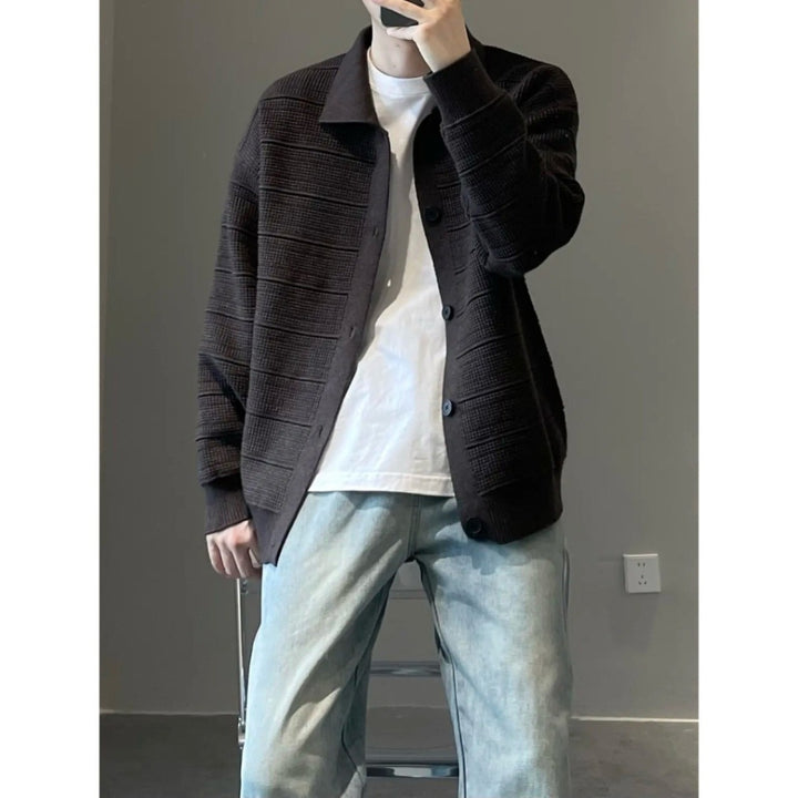 Herren Modische Strickjacke mit strukturiertem Design Drune