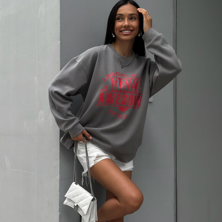Damen lässiges Sweatshirt mit kreativem Druck Drune