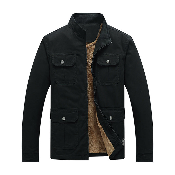 Herren Utility-Fieldblouson aus Baumwoll-Canvas mit Teddyfutter und Stehkragen Drune