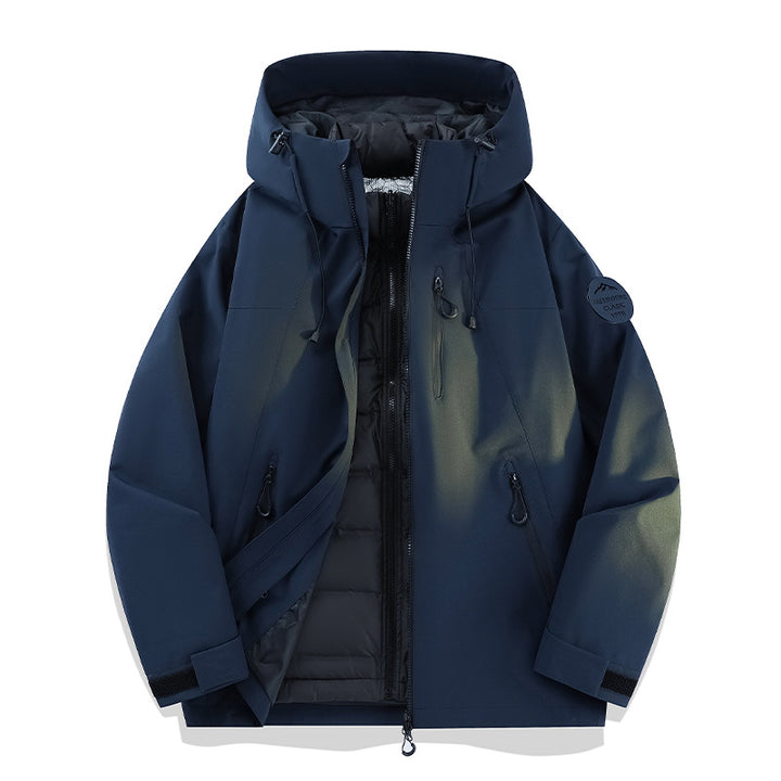 Damen Leichte wasserdichte Kapuzenjacke mit Teddy‑Charm und verdeckten Reißverschlusstaschen Drune