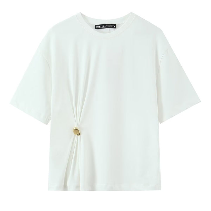 Damen lässiges T-Shirt mit elegantem Knotendetail Drune