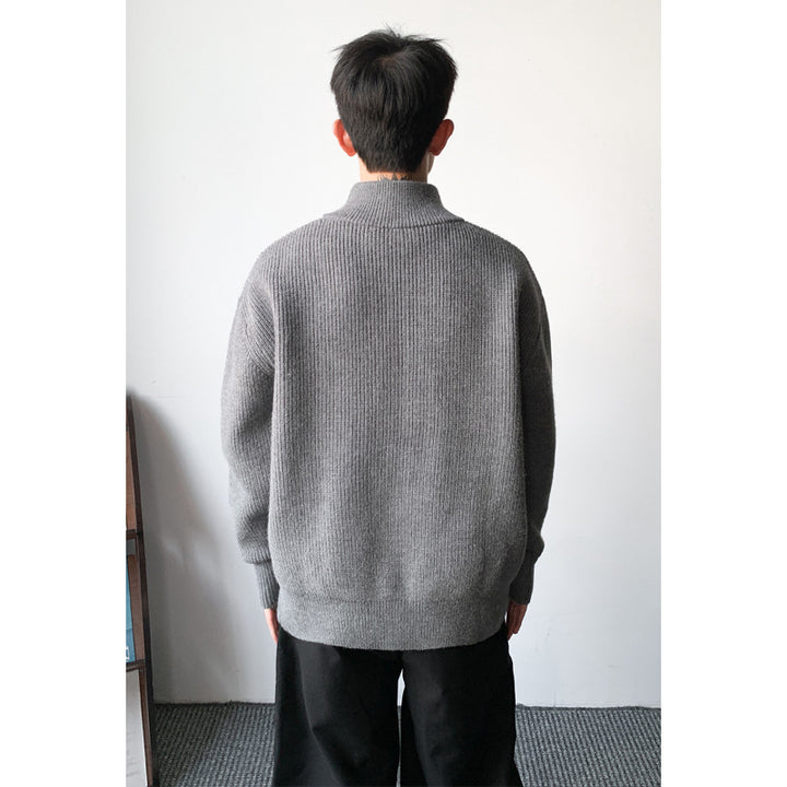 Herren Modischer Strickpullover mit Stehkragen Drune