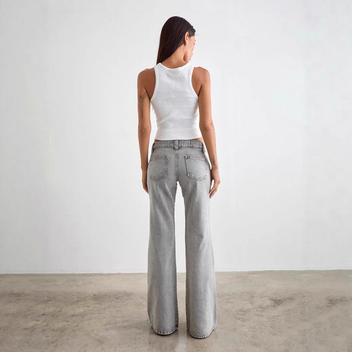 Damen bootcut Jeanshose mit hohem Bund und modischem Schnitt Drune