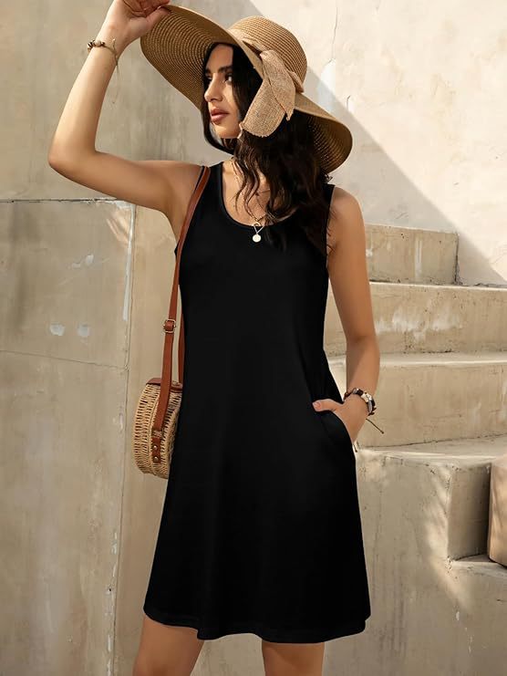 Damen lässiges Sommerkleid mit Taschen Drune