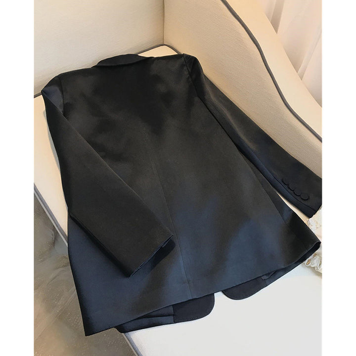 Damen Eleganter Blazer mit schickem Muster und hohem Kragen Drune