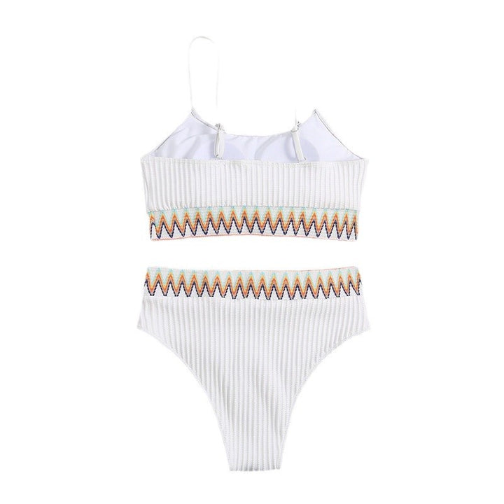 Damen Hochtailliertes Bikini-Set mit gestreiftem Oberteil Drune