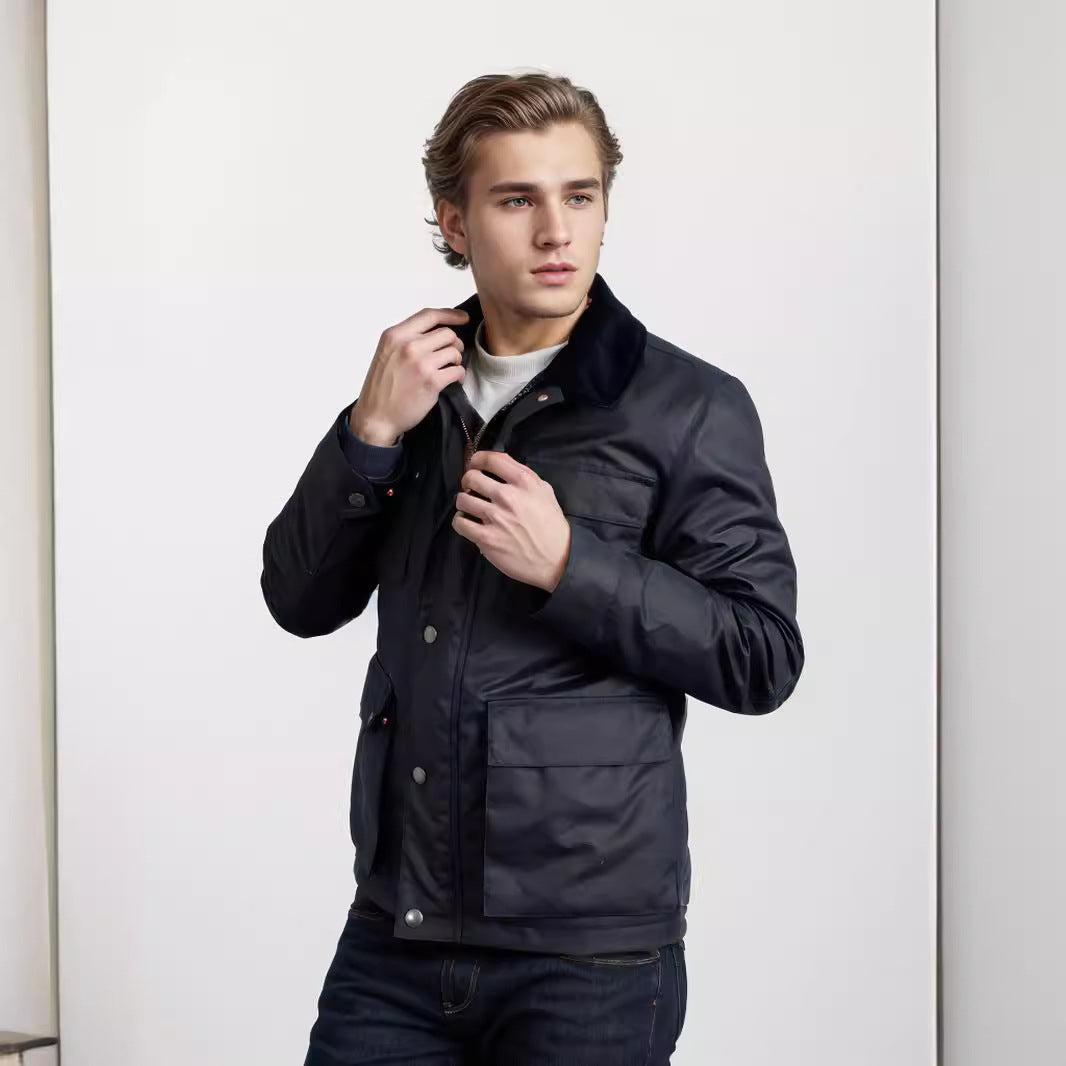 Herren modische und funktionale Übergangsjacke mit hochschließendem Kragen Drune