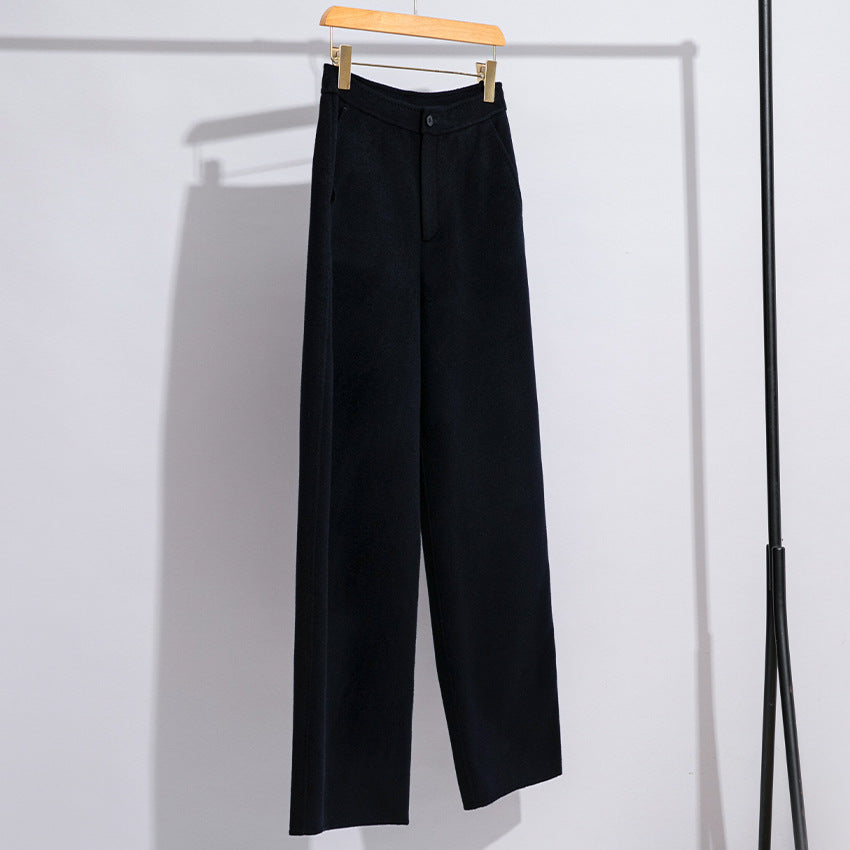 Damen High-Waist Palazzo-Hose mit weitem Bein und schlichter Bundverarbeitung Drune