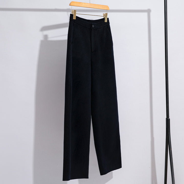 Damen High-Waist Palazzo-Hose mit weitem Bein und schlichter Bundverarbeitung Drune