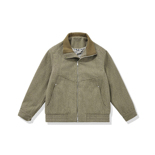 Herren Kurz geschnittener Fleece Blouson mit Cordkragen und gesteppter Innenfutter Drune