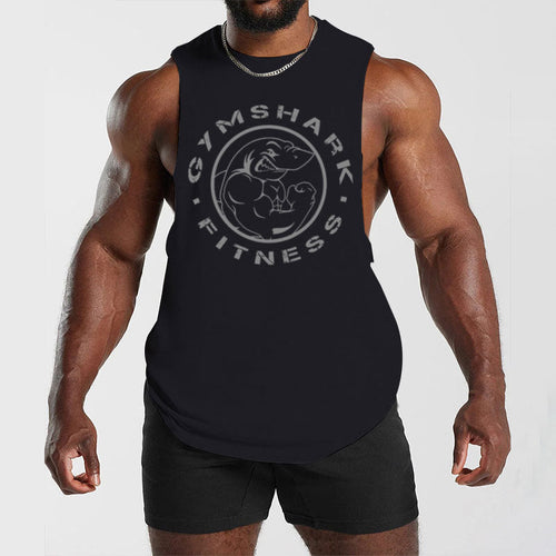 Herren nan ärmelloses Muskelshirt mit extra tiefen Armöffnungen und großem Logodruck Drune