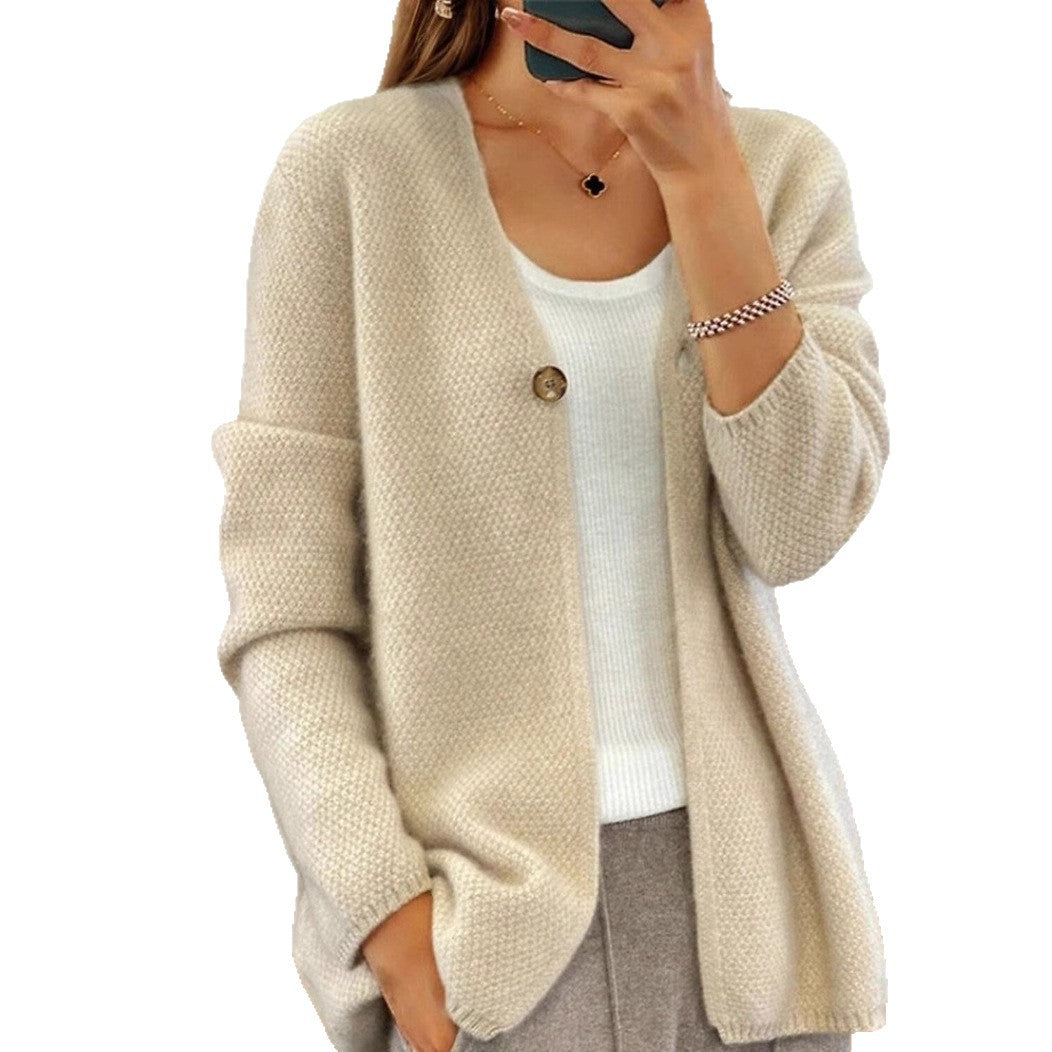 Damen Strickjacke mit feinem Texturmuster und Knopfdetail Drune