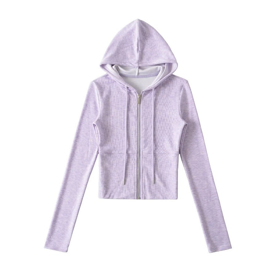 Damen Crop-Hoodie mit praktischem Reißverschluss und sportlichem Design Drune