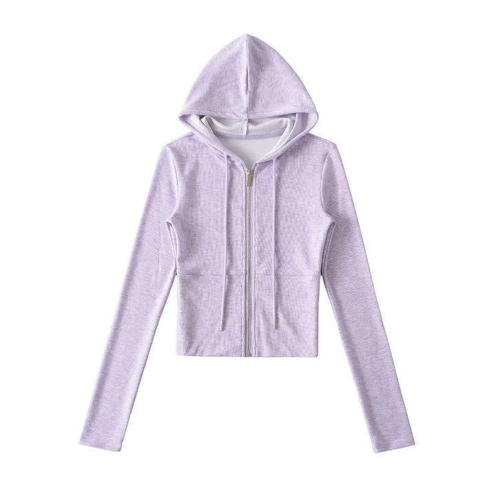 Damen Crop-Hoodie mit praktischem Reißverschluss und sportlichem Design Drune