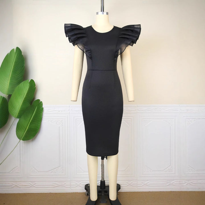 Damen Elegantes Etuikleid mit Rüschenärmel Drune
