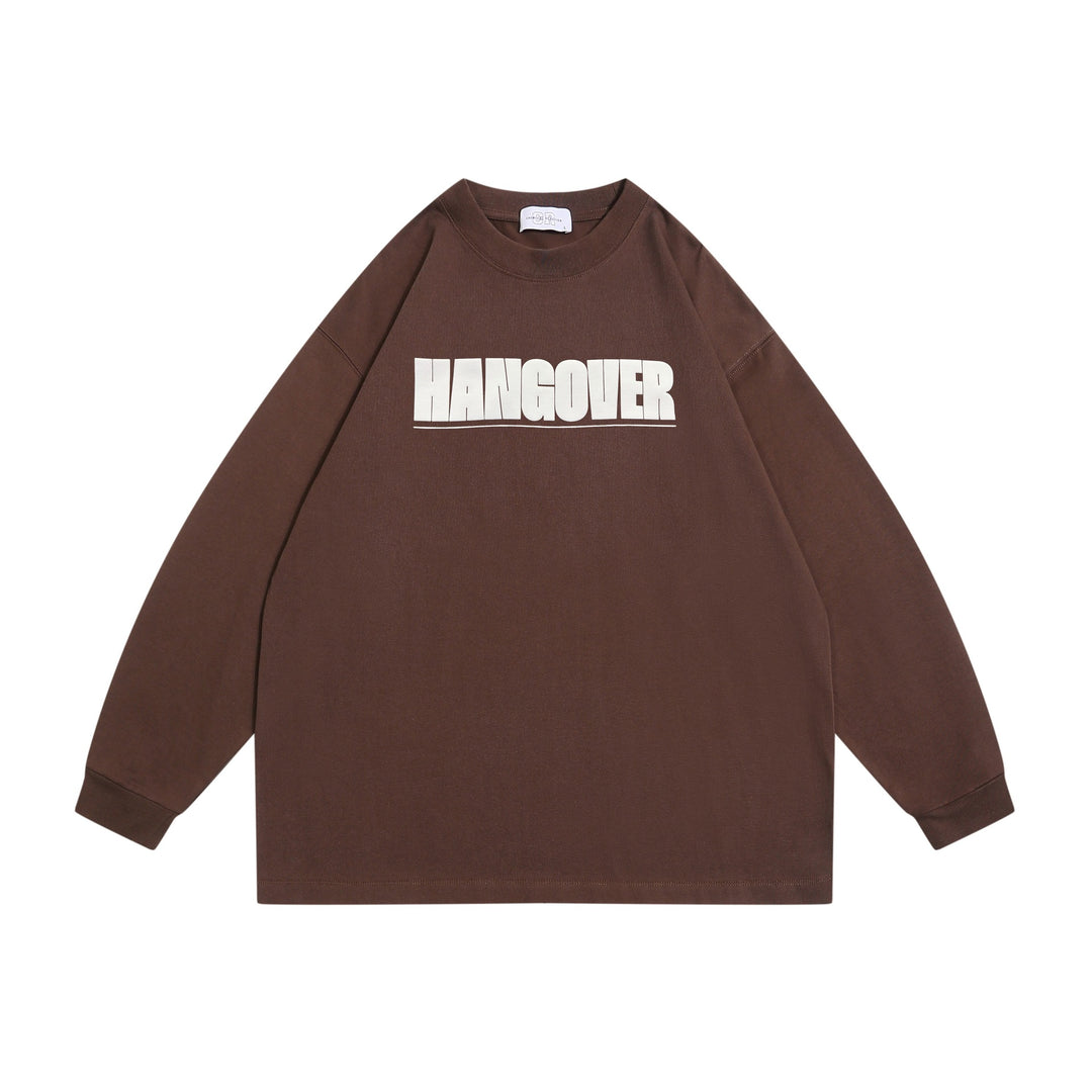 Unisex Oversize‑Sweatshirt mit markantem Typo‑Print, geripptem Rundhals und verlängerten Ärmeln Drune