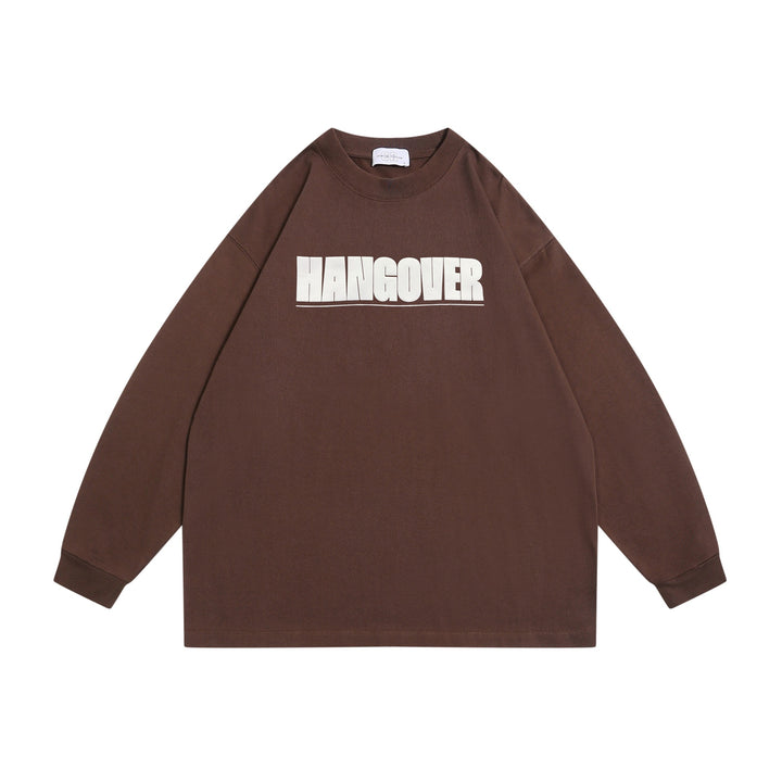 Unisex Oversize‑Sweatshirt mit markantem Typo‑Print, geripptem Rundhals und verlängerten Ärmeln Drune