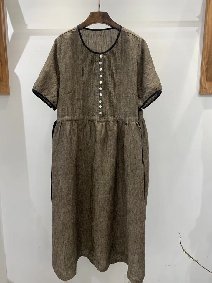 Damen Freizeit Kurzarm Hemdblusenkleid Drune