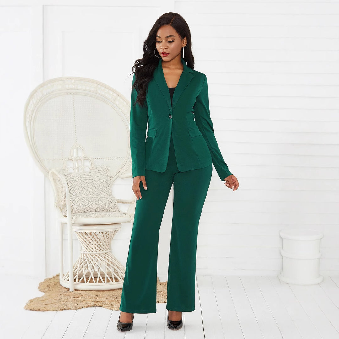 Damen elegantes Blazer-Set mit taillierter Passform und schmalen Hosen Drune