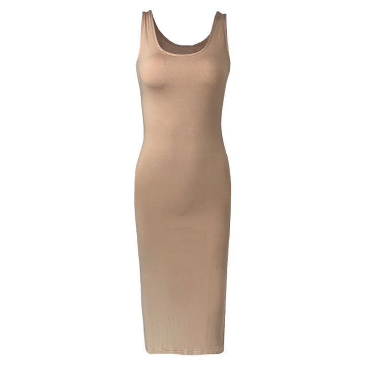 Damen Maxikleid aus weichem Jersey mit tiefem Rundhalsausschnitt Drune