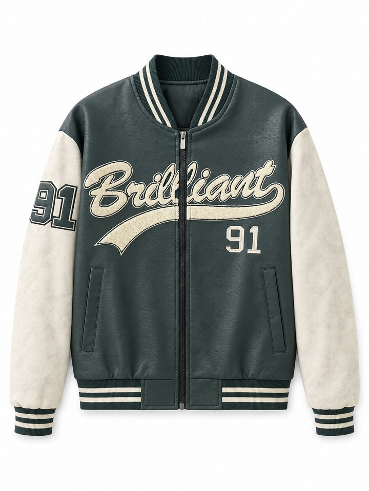 Herren Varsity-Bomberjacke im Letterman‑Stil mit Chenille‑Applikationen Drune