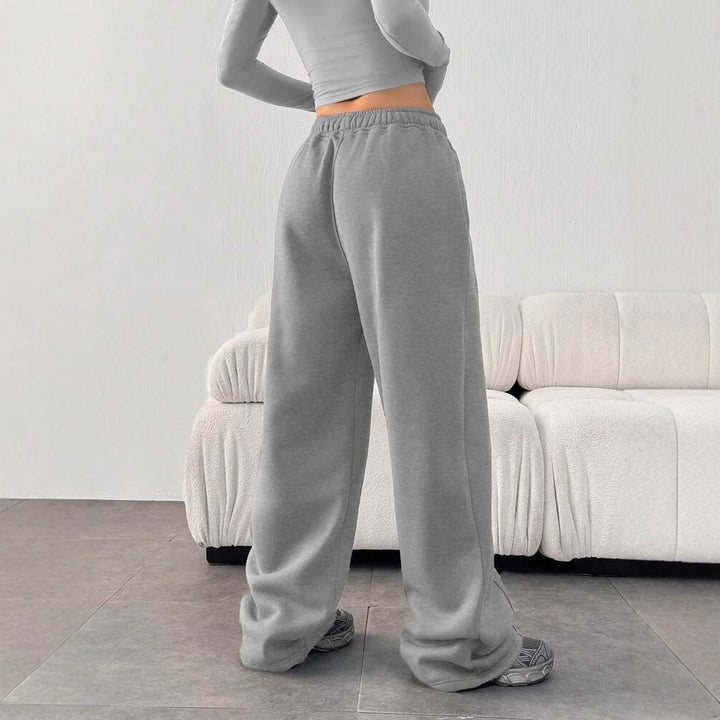 Damen nan enges Cropshirt und weite High-Waist Jogginghosen-Set Drune