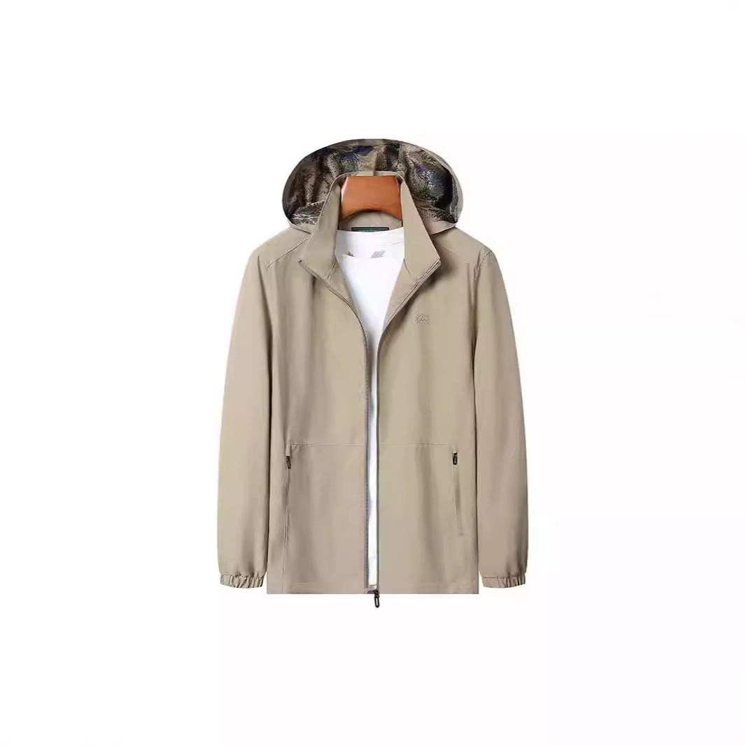 Herren Leichte Wind- und Wasserabweisende Kapuzenjacke mit Camouflage-Innenfutter Drune