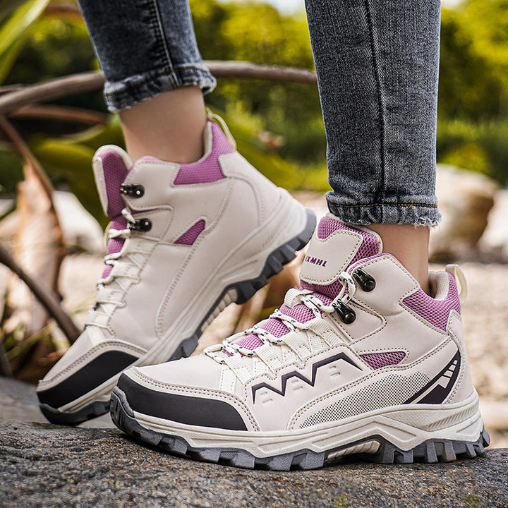 Damen Mid-Cut Geländewanderstiefel mit D‑Ring‑Schnürung, verstärktem Zehenschutz und griffiger Mehrzonen‑Trailsohle Drune