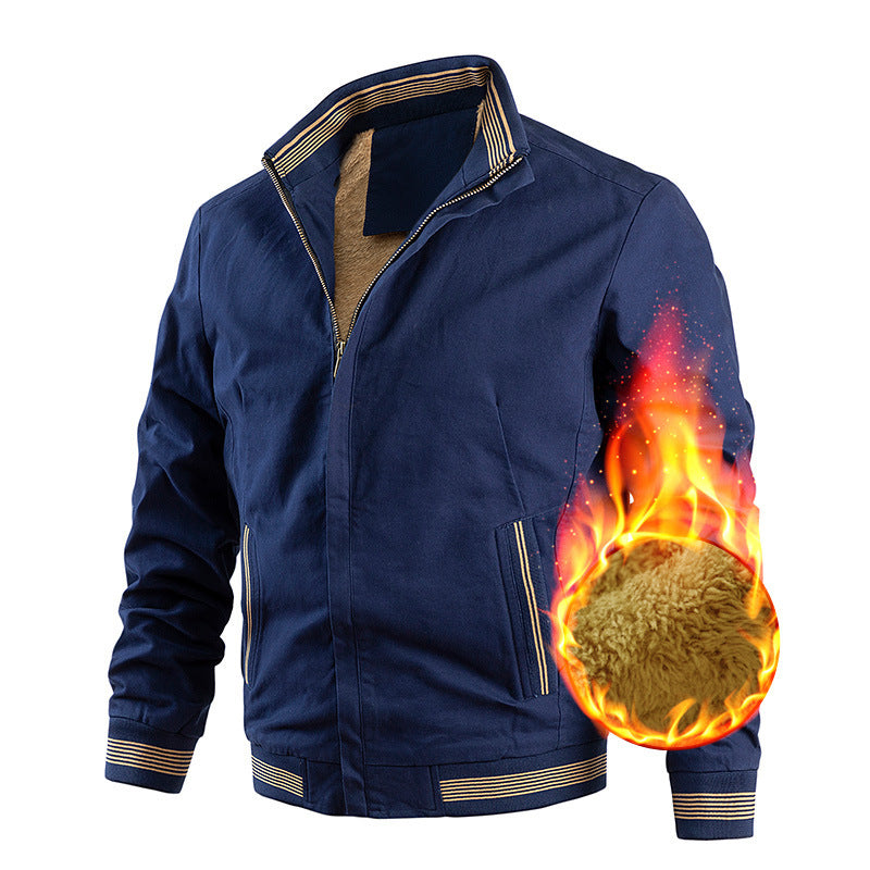 Herren Thermo-Canvas-Blouson mit weichem Teddyfutter und hochschließendem Stehkragen Drune