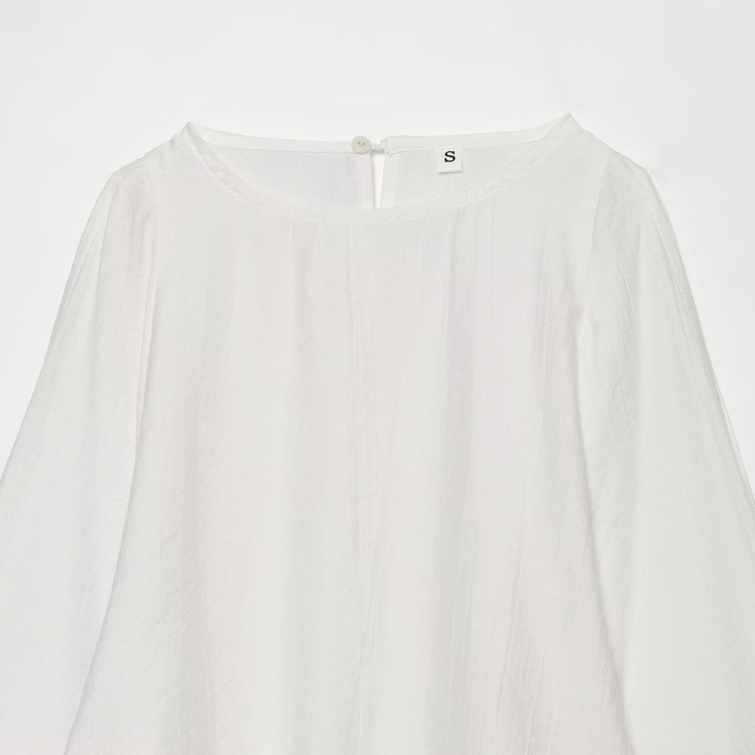 Damen Oversize-Bluse mit Ballonärmeln, Rundhalsausschnitt und weicher Viskosequalität Drune
