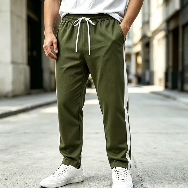 Herren Jogginghose mit seitlichem Kontraststreifen, elastischem Bund und Kordelzug Drune