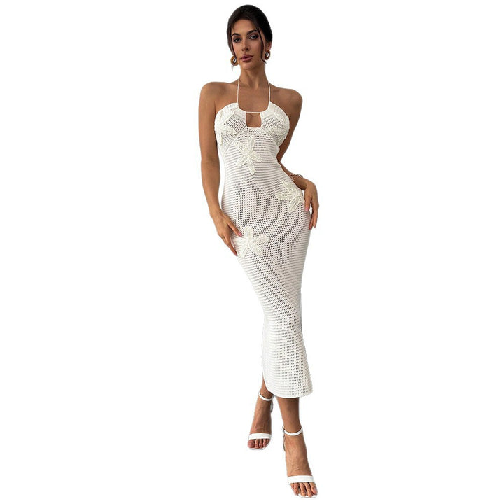 Damen Häkel-Maxikleid mit floralem Design Drune