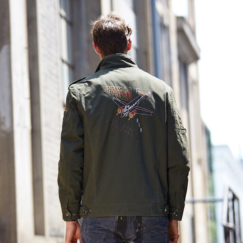 Herren Canvas-Fieldblouson im Military-Look mit Patchdetails und Mehrfachtaschen Drune