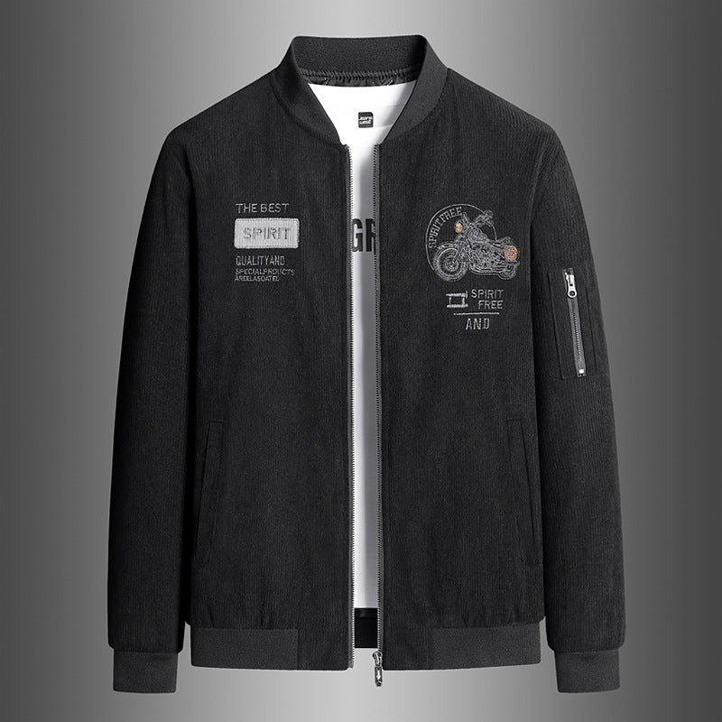 Herren Modische Bomberjacke mit stylischem Motorrad-Design Drune
