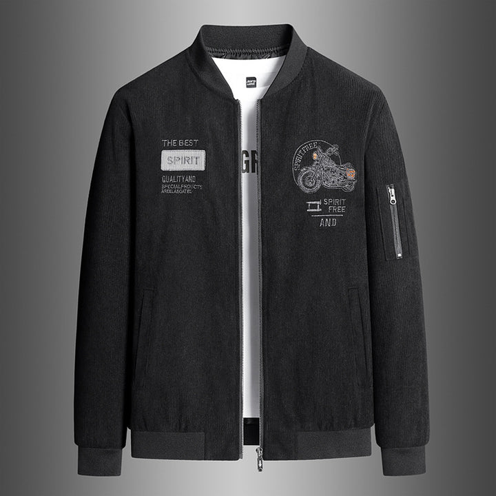 Herren Modische Bomberjacke mit stylischem Motorrad-Design Drune