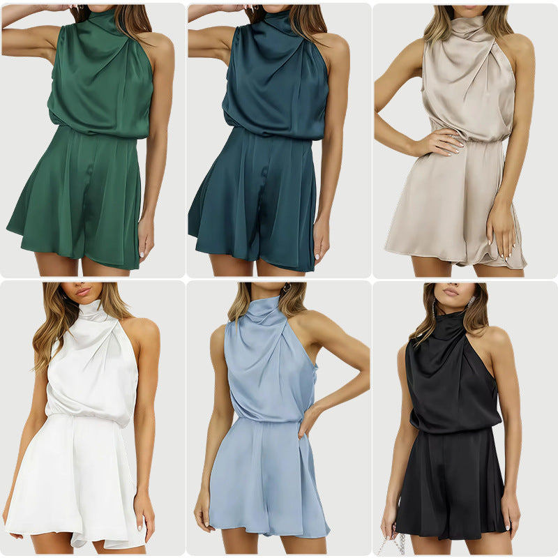 Damen Elegantes Jumpsuit mit hohem Kragen und fließendem Design Drune