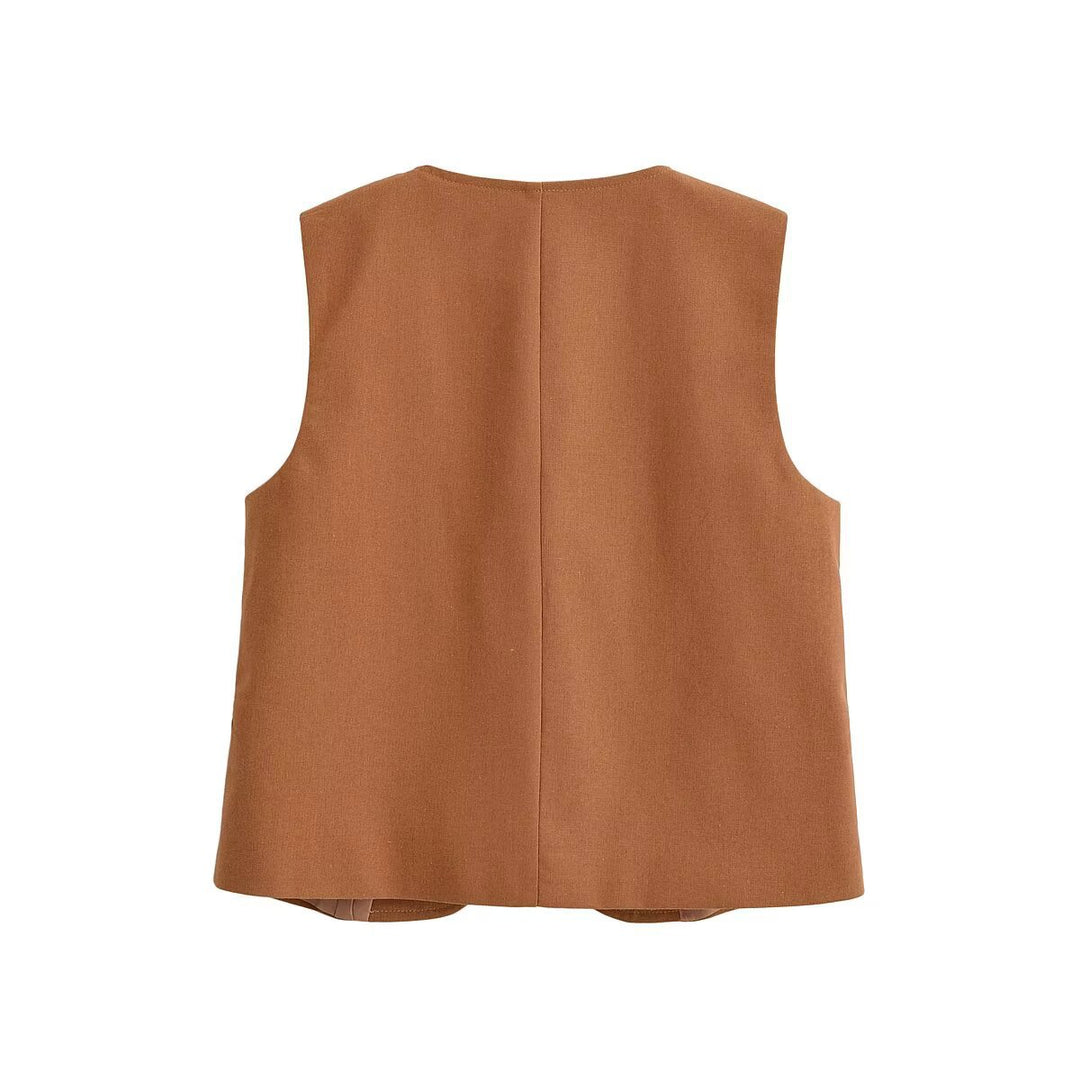 Damen elegante Weste mit Knopfdetails und seitlichen Eingrifftaschen Drune