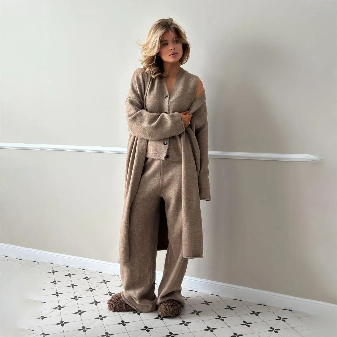 Damen Loungewear-Set mit beeindruckendem Cardigan und weitem Hosenstil Drune