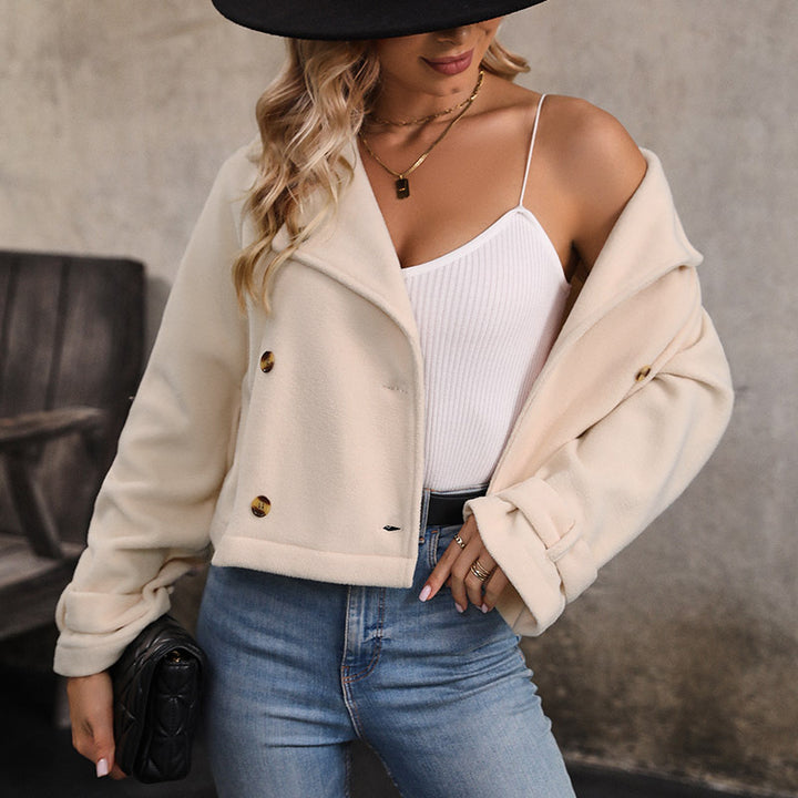 Damen Elegante Kurzjacke mit Knopfdetails Drune