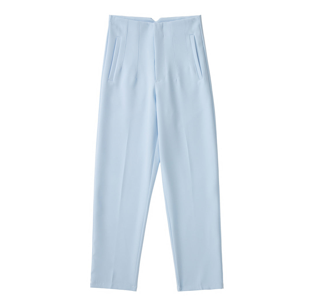 Damen Hochtaillierte tapered Anzughose mit Bügelfalte und Paspeltaschen Drune