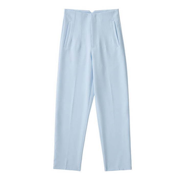 Damen Hochtaillierte tapered Anzughose mit Bügelfalte und Paspeltaschen Drune